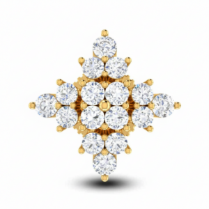 A Beautiful EVA Jewels Sophia Earring Studs. Devoting Your Love & Win Her Heart For Life. Diamond Cluster Stud Earring. A Starburst Design, Having 32, Diamonds, Studded Using Prongs In Gold With 1.78 gms. in 18kt., 1.54 gms. in 14kt., 1.33 gms. in 10kt., in Silver at 1.19 gms., Or in Platinum at 2.48 gms. The diamonds are set in a four-pointed star shape. 8.80 mm. in height & 8.85 mm. in Width, has threaded post and butterfly friction back (screw-back). Elevate your jewelry collection with these exquisite floral cluster stud earrings, designed to capture and reflect light from every angle. Featuring a sophisticated arrangement of multiple round-cut diamonds, these earrings offer a timeless sunburst silhouette. Whether you're dressing up for a special occasion or adding a touch of luxury to your daily wear, these studs provide the perfect blend of elegance and sparkle. ER00008_1 T Y